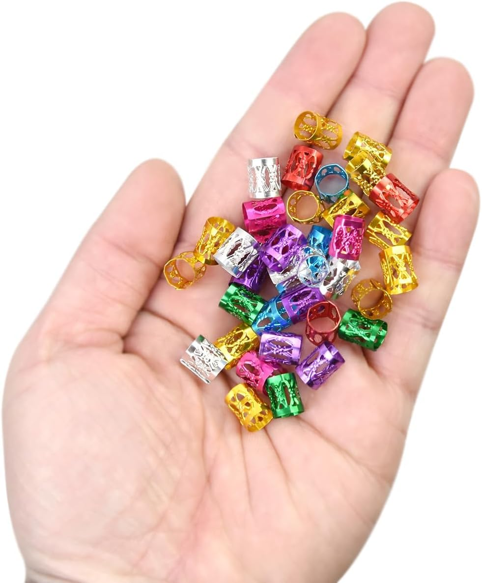 150 Pieces Dreadlocks Beads Aluminum Hair Rings for Braids Hair Clips Braiding Ring Metal Cuffs Hair Jewelry for Braids Accessories image number 1