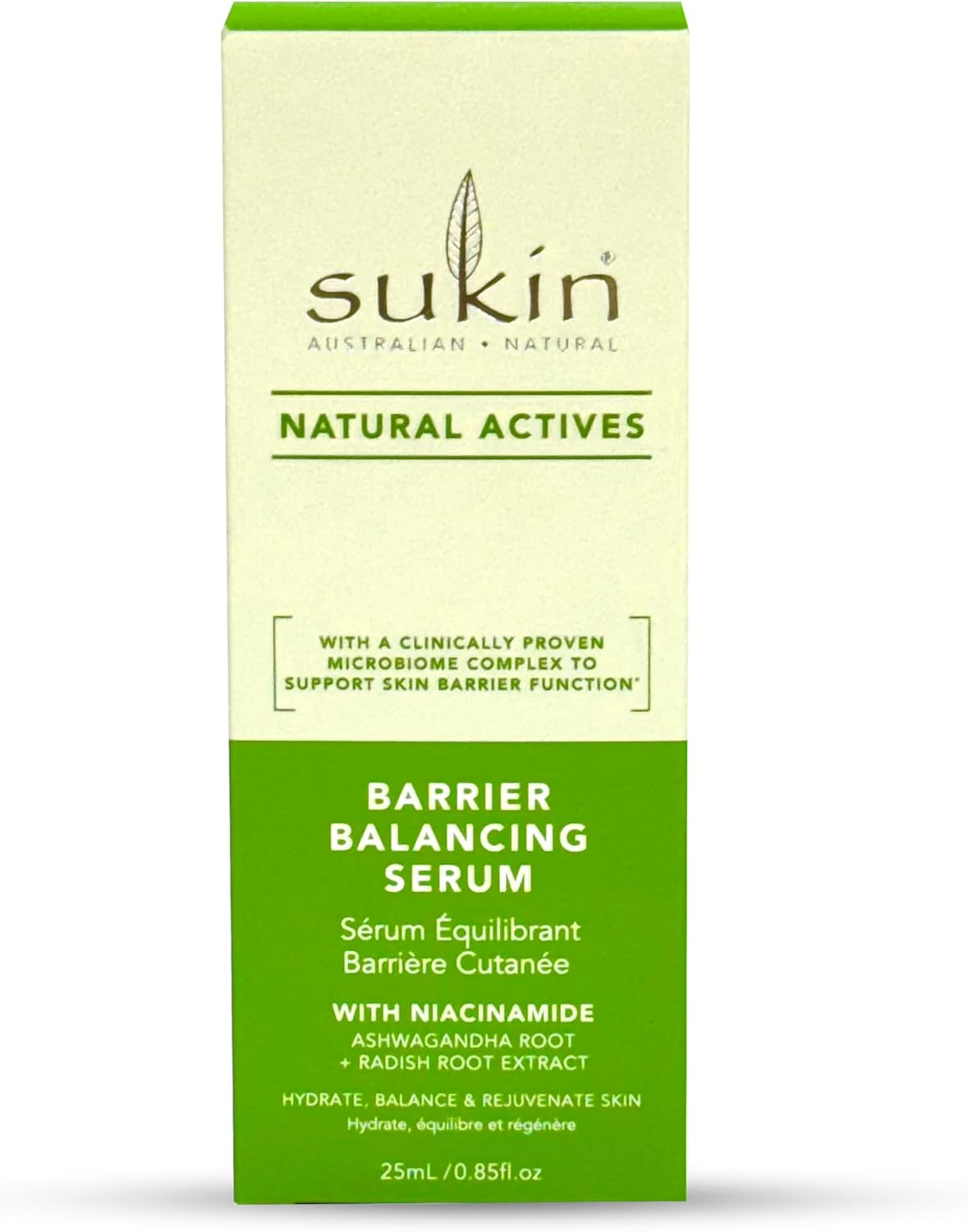 Sukin Natural Actives Barrier Balancing Face Serum with Niacinamide I Hydrate, Balance & Rejuvenate Skin I Enriched with Ashwagandha Root & Radish Root Extract I 25Ml