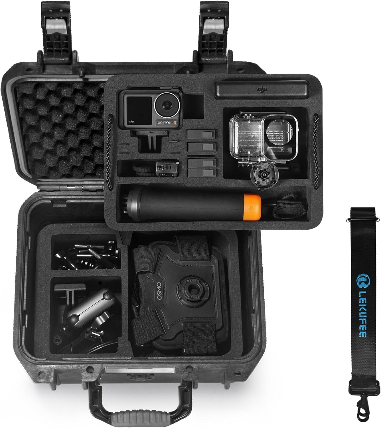 Lekufee Waterproof Hard Case for DJI Osmo Action 6, Osmo Action 5 Pro/4/3 Camera,Adventure Combo,Standard Combo and More Accessories(Case Only) image number 4