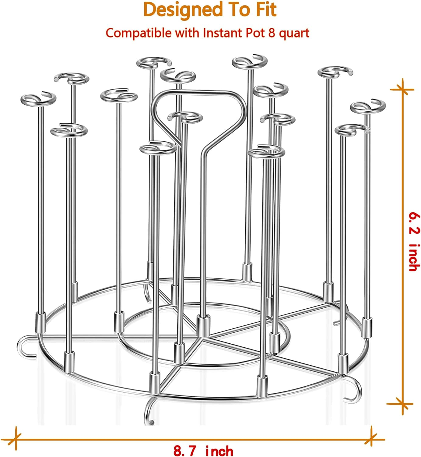 LBH Skewer Stand,Stainless Steel,Compatible with Instand Pot 8 Quart Air Fryer and Ninja Foodi 8 Quart Accessories for Kabobs (6.2X8.7) image number 1