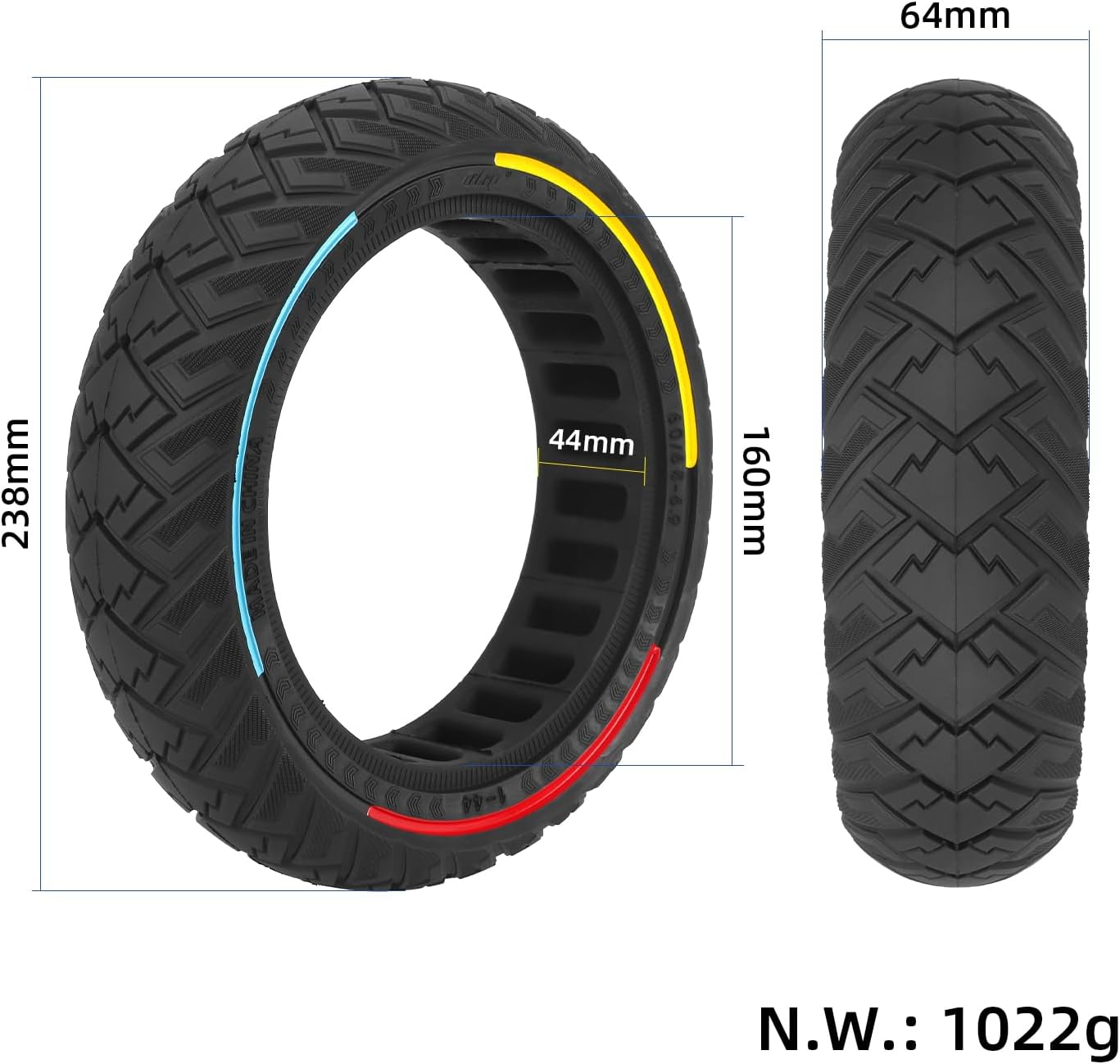60/65-6.9 Replacement Wheels Solid Rubber Tyres 10 Inch Solid Tyres for Ninebot Max G2 G2D G2E G65 F3 F3 Pro Electric Scooter Rear Replacement Tyres Solid Tyres Non-Slip Puncture Proof (Colour image number 4