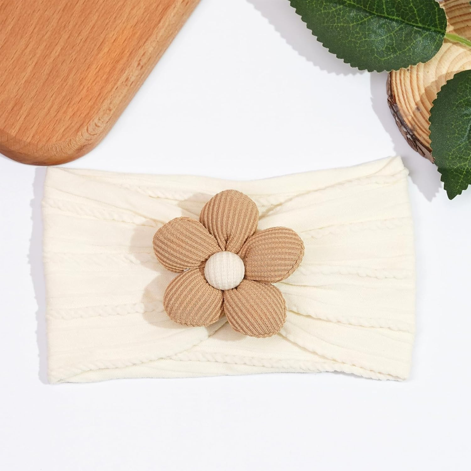 4 Pcs Baby Girls Flower Headbands, Nylon Soft Stretchy Hair Accessories for Newborn Infant Toddler Kids, Handmade Hairbands Baby Essentials image number 4