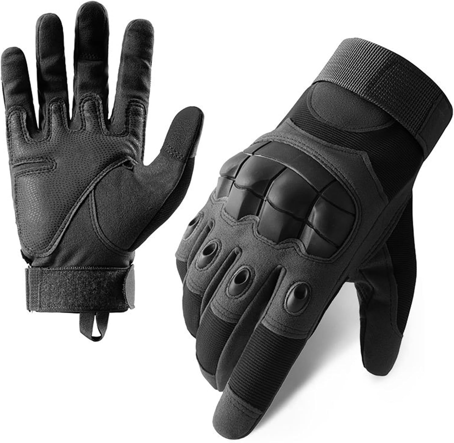 Motorcycle Gloves for Men Women Cycling Gloves with Hard Shell Knuckle Protection Full-Finger Gloves for Outdoor Sports Riding Work Climbing Hiking Training (Black) image number 2