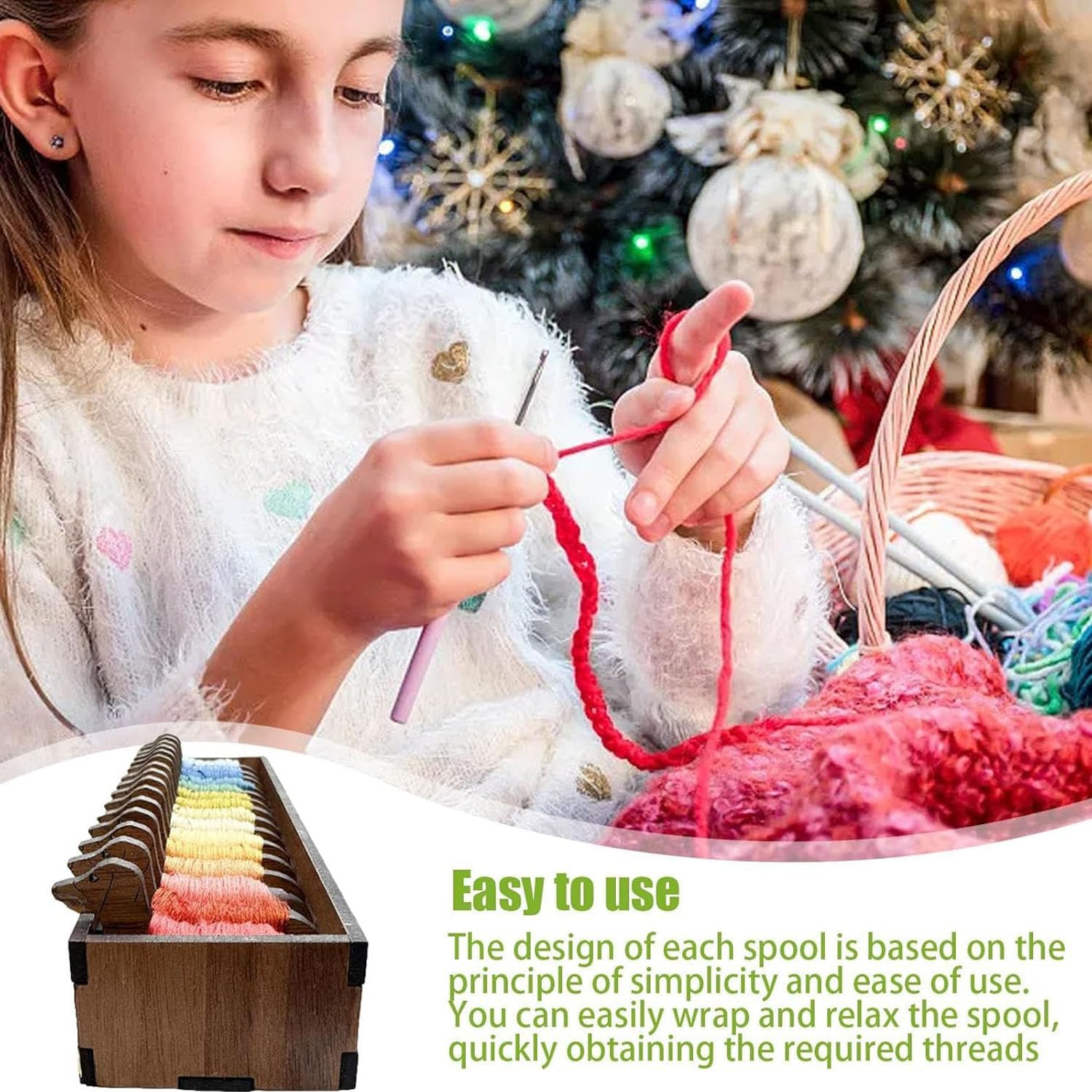 Wooden Animal Bobbin Set, Dachshund Bobbin Set, Embroidery Floss Bobbins, Sewing Thread Organizer, Embroidery Floss Organizer Box with Bobbins (15 Dachshund Spools+Fence) image number 3