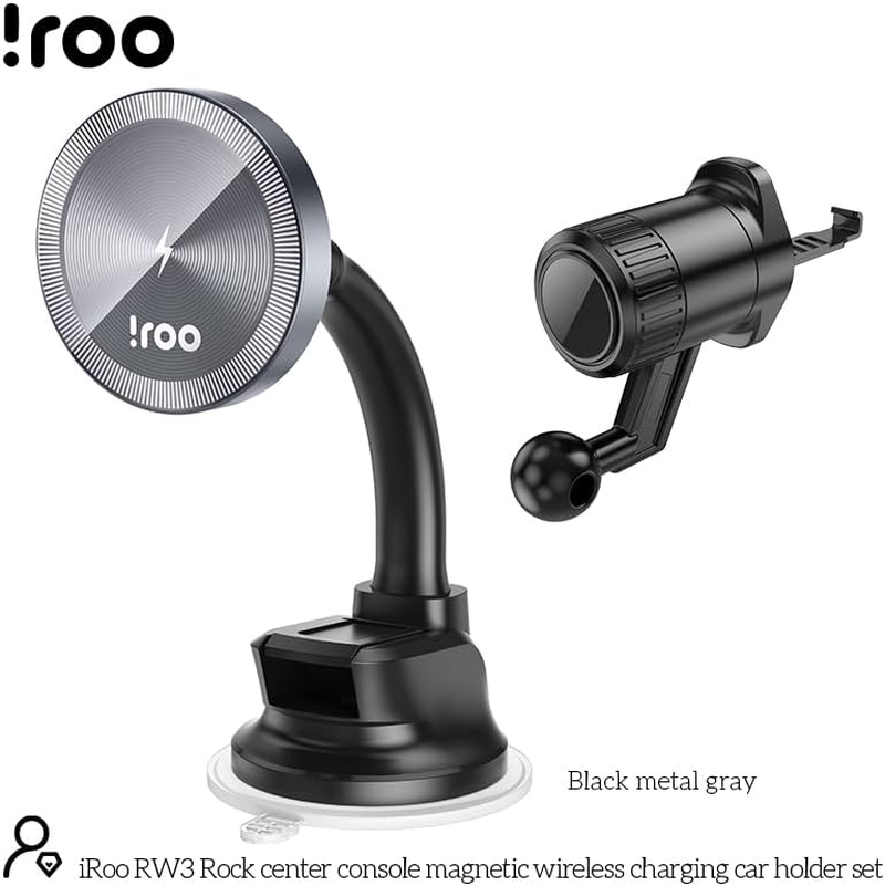 Iroo RW3 | Fast 15W Magnetic Wireless Charging Dashboard/Windscreen/Air Ven Univeral Phone Holder image number 4
