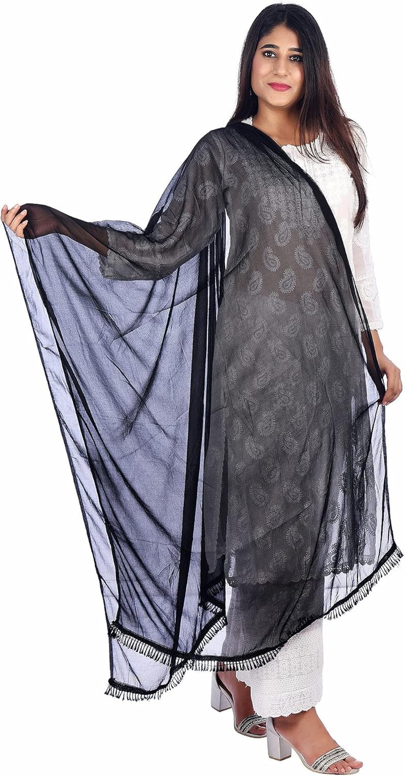 Traditions Bazaar Women'S Chiffon Lace Dupatta