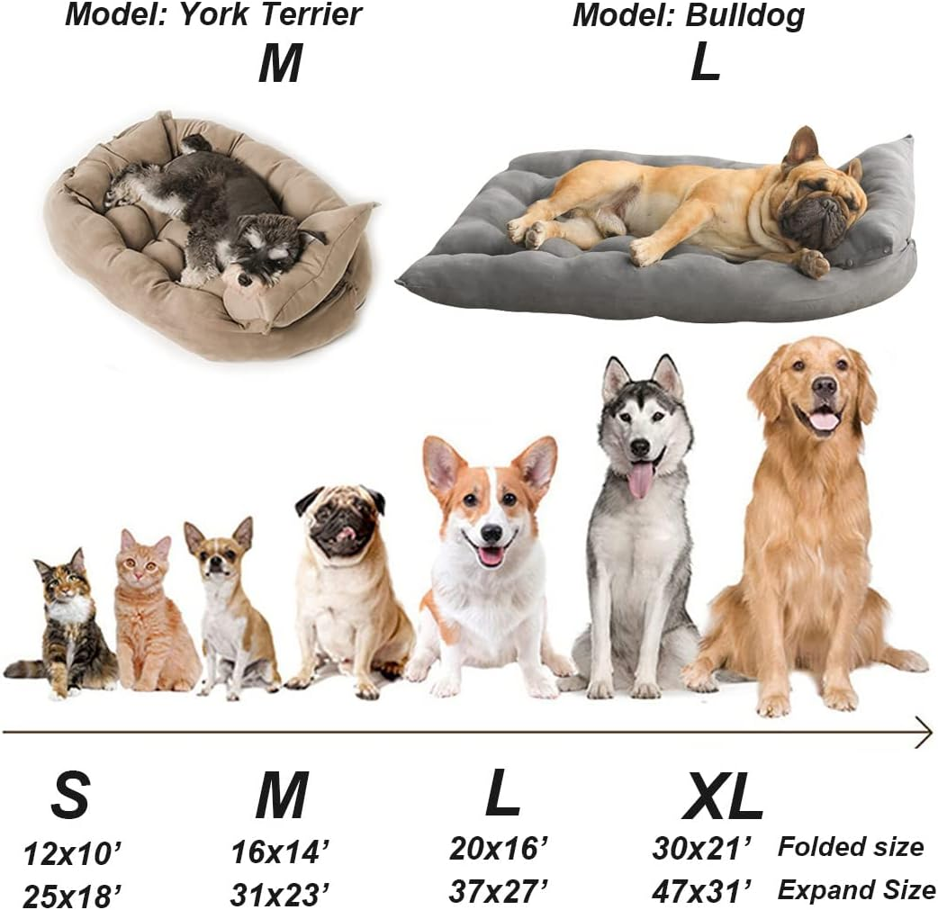 RICHRAIN Pet Dog Sofa Bed Purple Large Medium Small Dog Cushion Bed Multipurpose Square Dog Mat Dog Kennel Cat Litter Basket 3 in 1 (L,Pink) image number 2