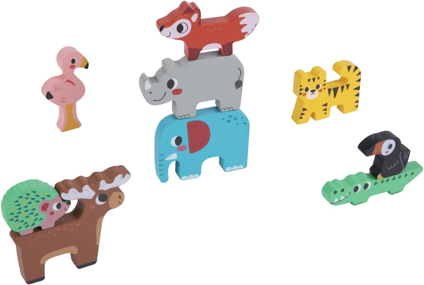 Tooky Toy Wooden Stacking Animals Blocks - Educational Animal Stacking Toy image number 1