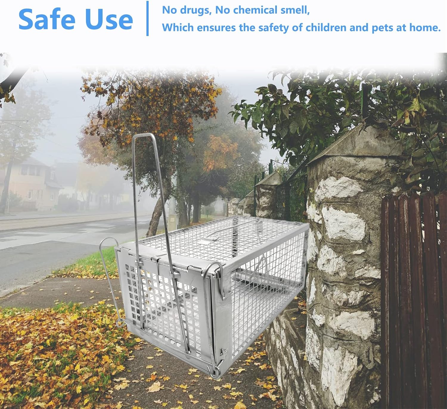 PIXESTT 2 PCS Humane Mouse Trap, Rat Cage Trap Suitable for Capturing Mice or Hamsters Alive, Friendly Small Animal Humane Live Cage Rat - 11.2'' X 5.5'' X 5'' image number 5