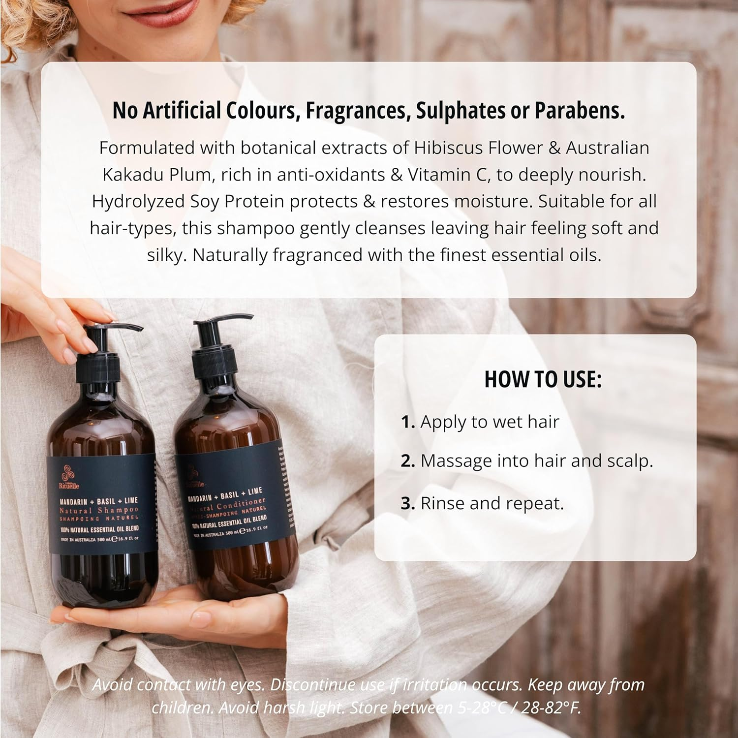 Urban Rituelle Equilibrium Natural Shampoo, 500Ml - Mandarin, Basil & Lime, Enriched with Kakadu Plum, Hibiscus & Soy Protein, Gently Cleanses, Nourishes & Softens Hair, for All Hair Types image number 3