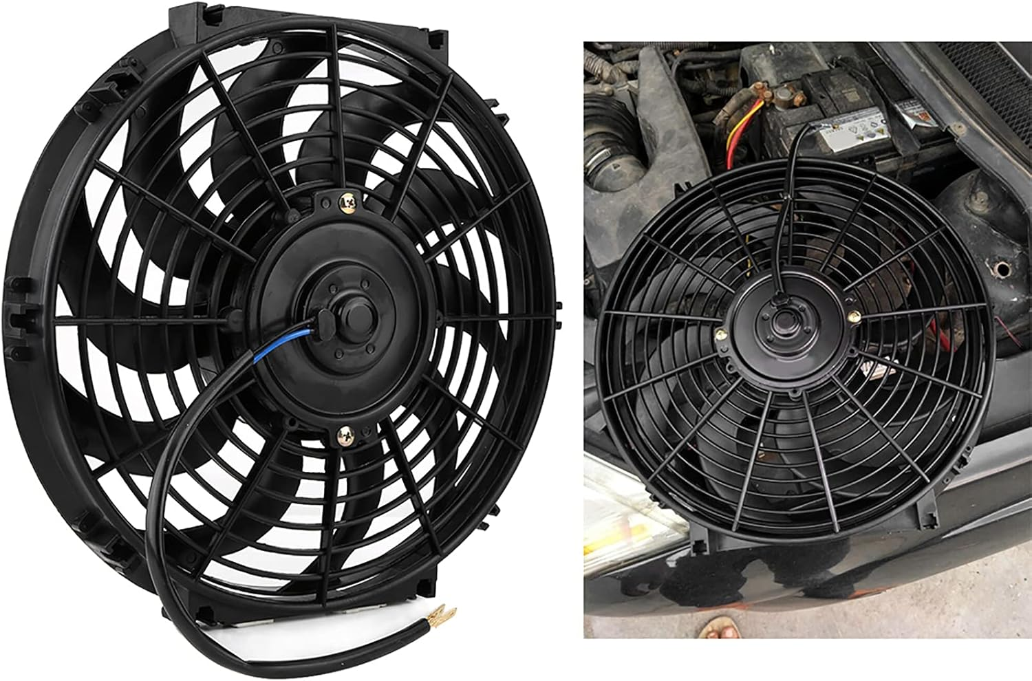 Universal 12 Inch Car Slim Electric Cooling Fan 12V with Mounting Kit image number 2