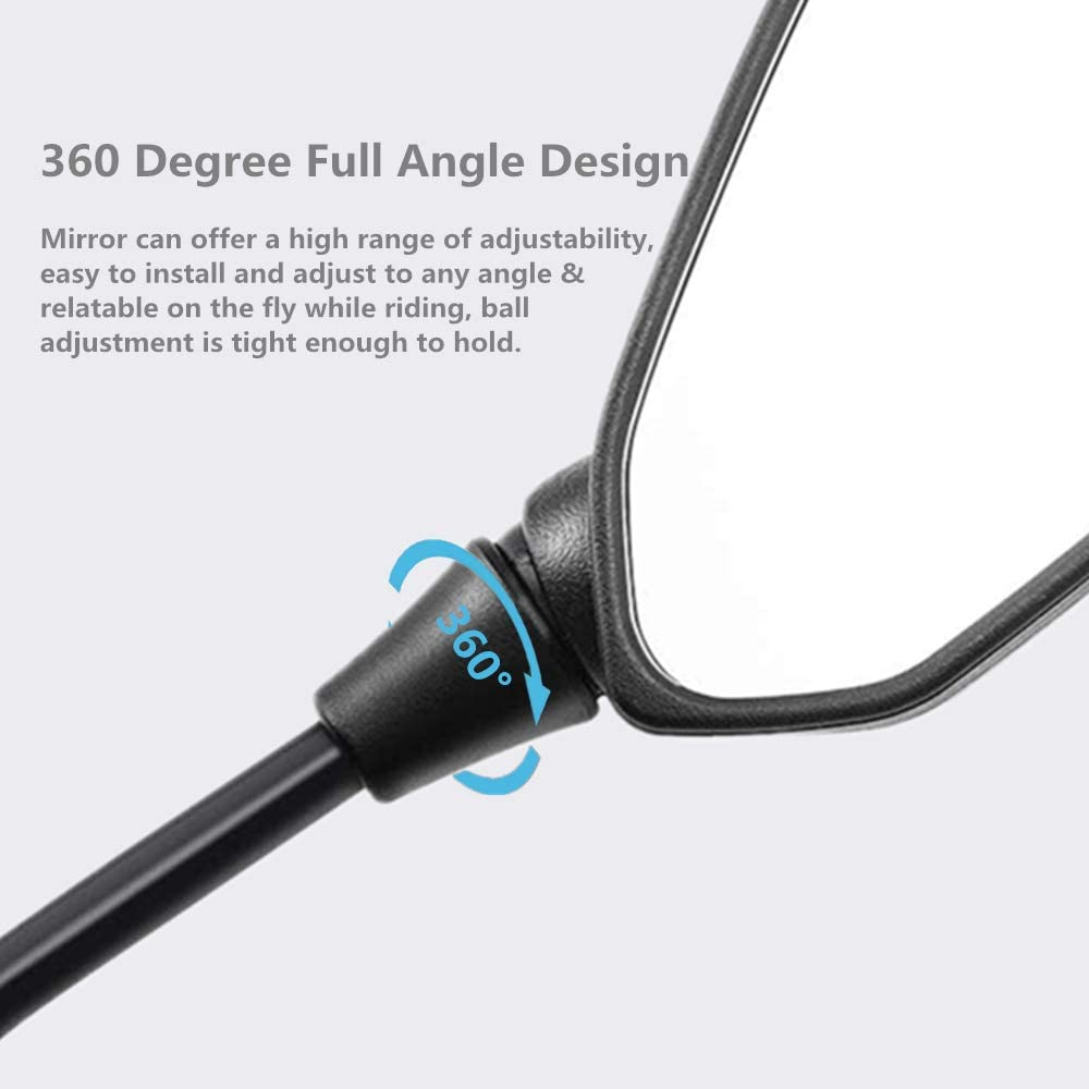 【2024 Upgraded】Motorcycle Convex Rear View Mirror, Mirrors for Bike,Motorcycle,Atv,Scooter, with M8 M10 Threaded Bolt, with 7/8" Handle Bar Mount Clamp Compatible with Cruiser, Suzuki, Honda,Victory image number 2