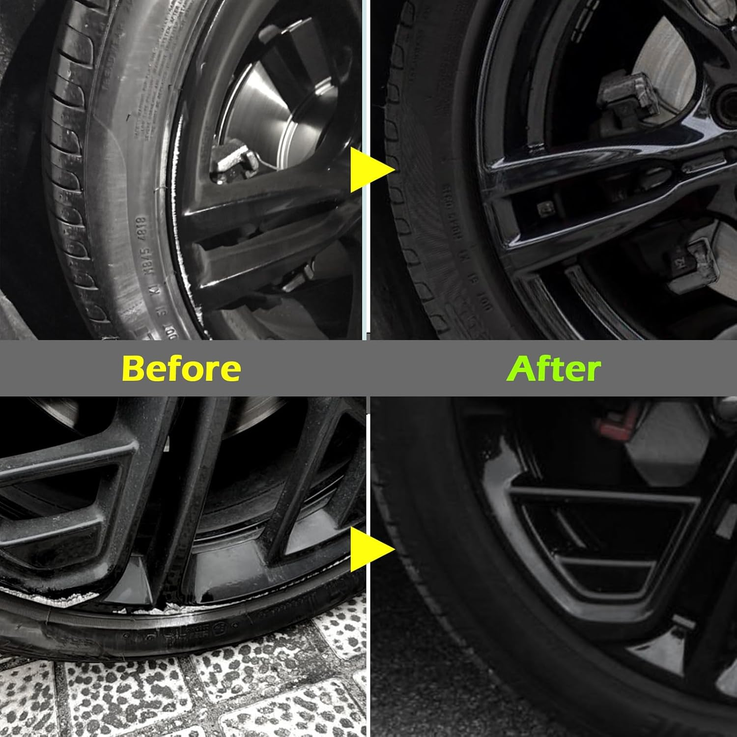 FOLLOWIN Gloss Black Rim Touch up Paint for Cars, Wheel Rim Paint Repair Kit,Automotive Rim Scratch Repair,Repair Rim Curb Rash 1Oz(30Ml) image number 2