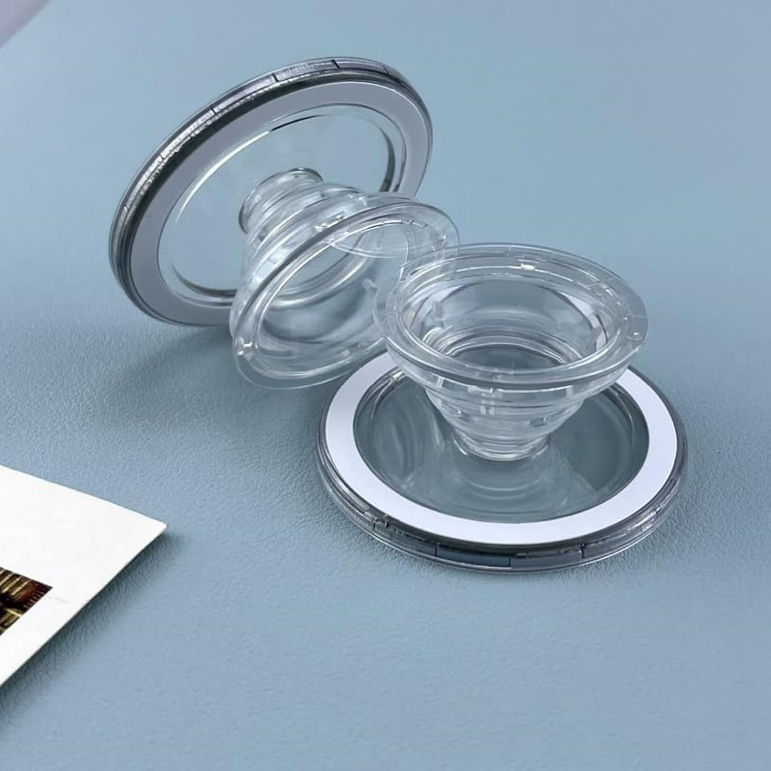 Suytvenxau Magnetic Phone Grip Ring Holder Easy Hold Free Hand Angled Adjustable Removeable Transparent Clear Compatible with All Smartphones and Cases image number 2