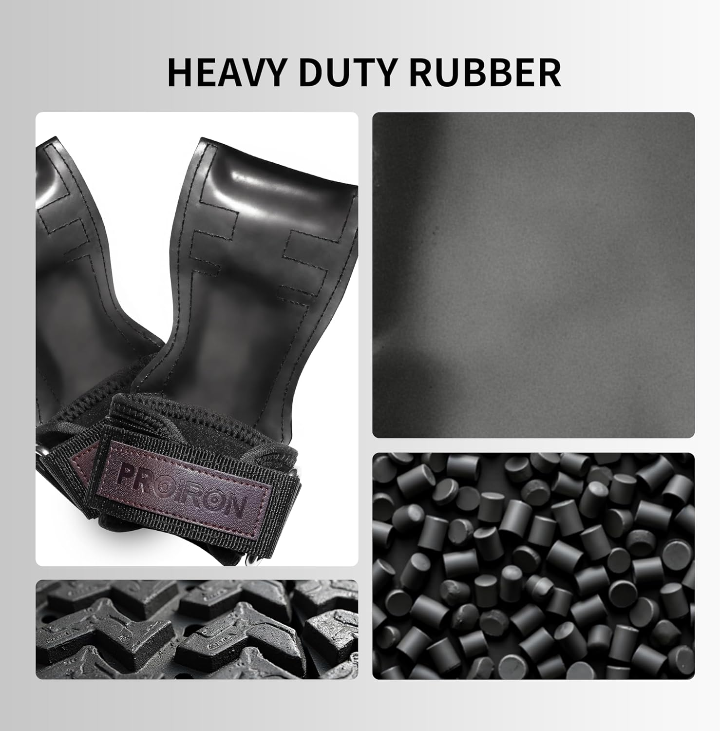 PROIRON Weight Lifting Wrist Straps(Pair) Rubber Weightlifting Wrist Strap Heavy Duty Power Wrist Straps Hand Grip Support for Deadlifts, Pull Ups, Shrugs - Gym Grips for Men and Women image number 3