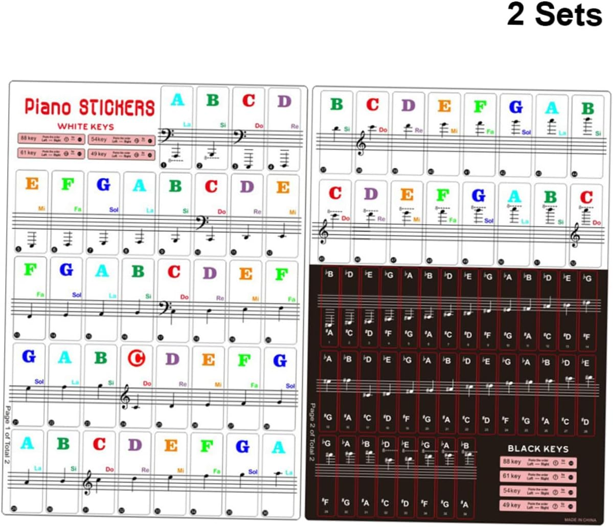 4 Sets Piano Replacement Piano Stickers for Beginners Piano Chord Stickers Electronic Keyboard Sticker Keyboard Letter Stickers Electronic Organ Sticker Hand Roll Staff Child image number 6
