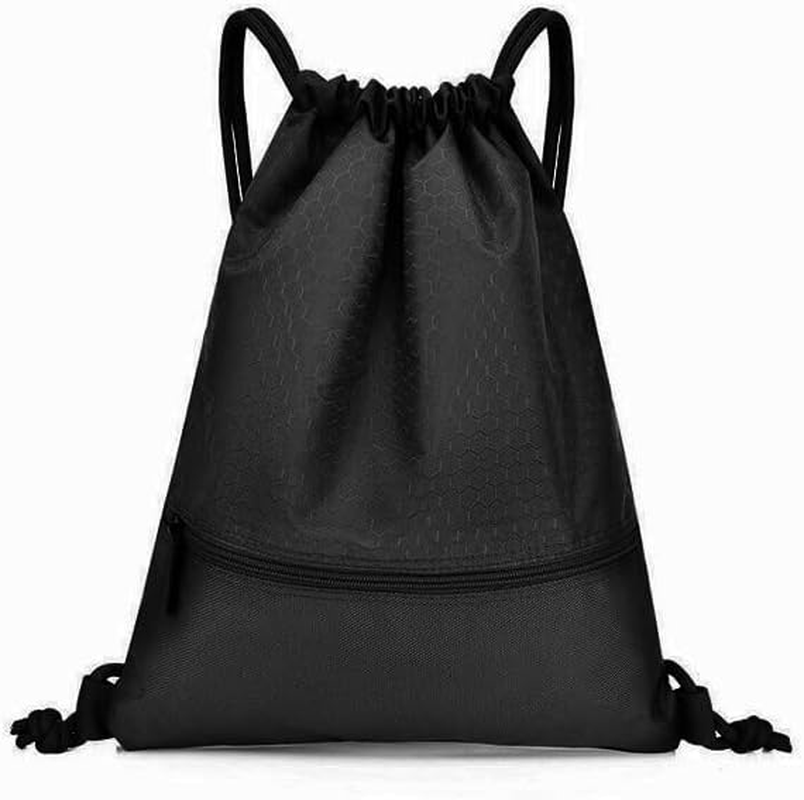 AIMALL Drawstring Backpack Waterproof Drawstring Bag String Bag with Zipper Sport Pack String Tote Gym Bag Cinch Sack for Gym or Traveling, Swimming Bag for Men, Women and Children