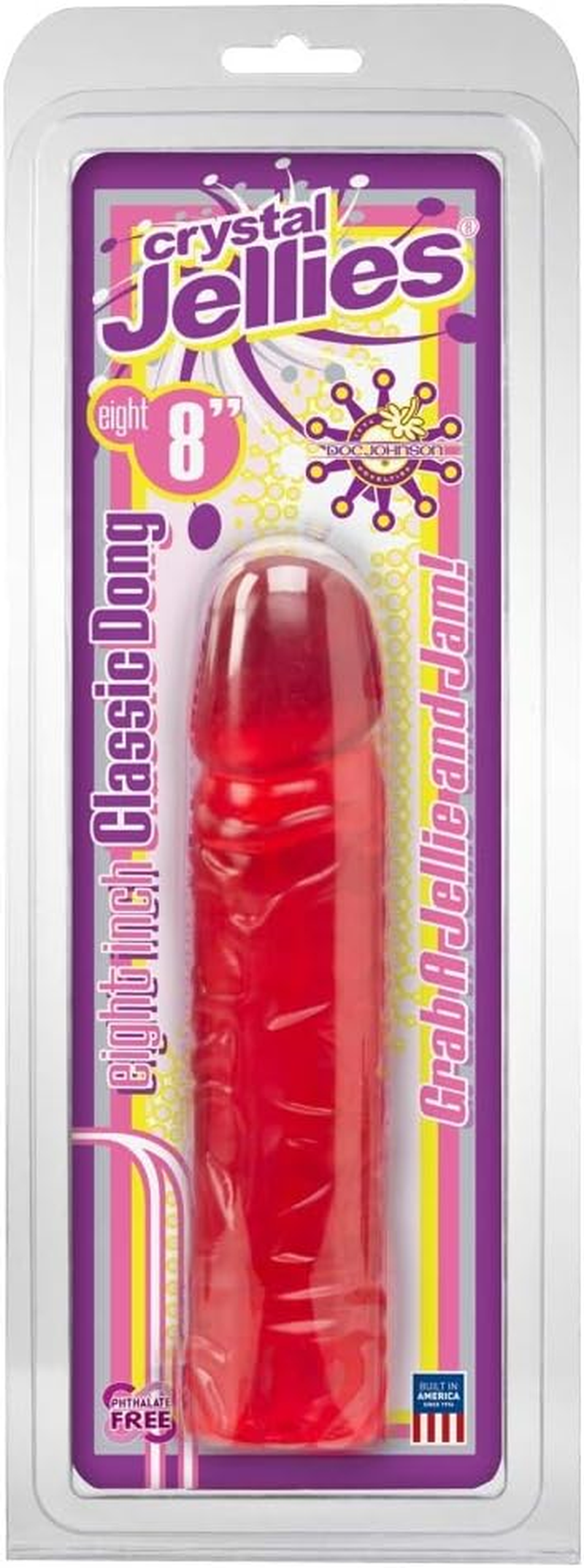 Doc Johnson Crystal Jellies - 8 Inch Classic Dong - Pink image number 1