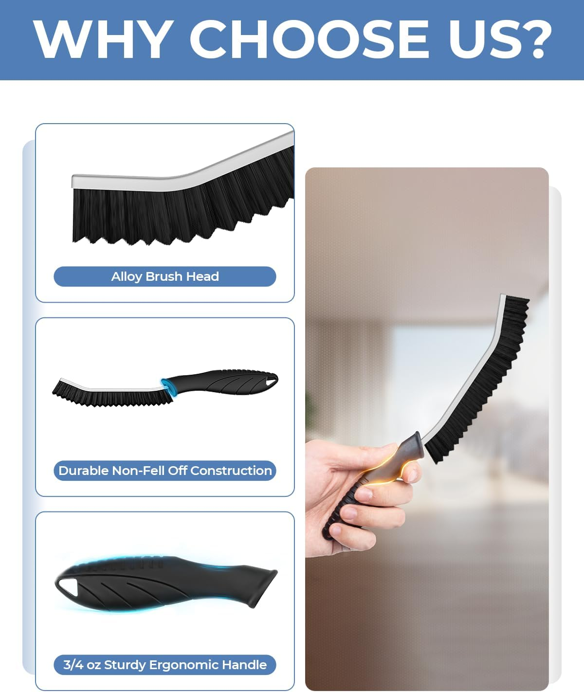 Crevice Cleaning Brushes UK, Serrated Bristle Grouting Cleaning Brush for Small Spaces, Magic Brush, Bathroom Accessory, Cleaning Tools, Cleaning Supplies for Shower, Toilet, Sink (2, Black) image number 4