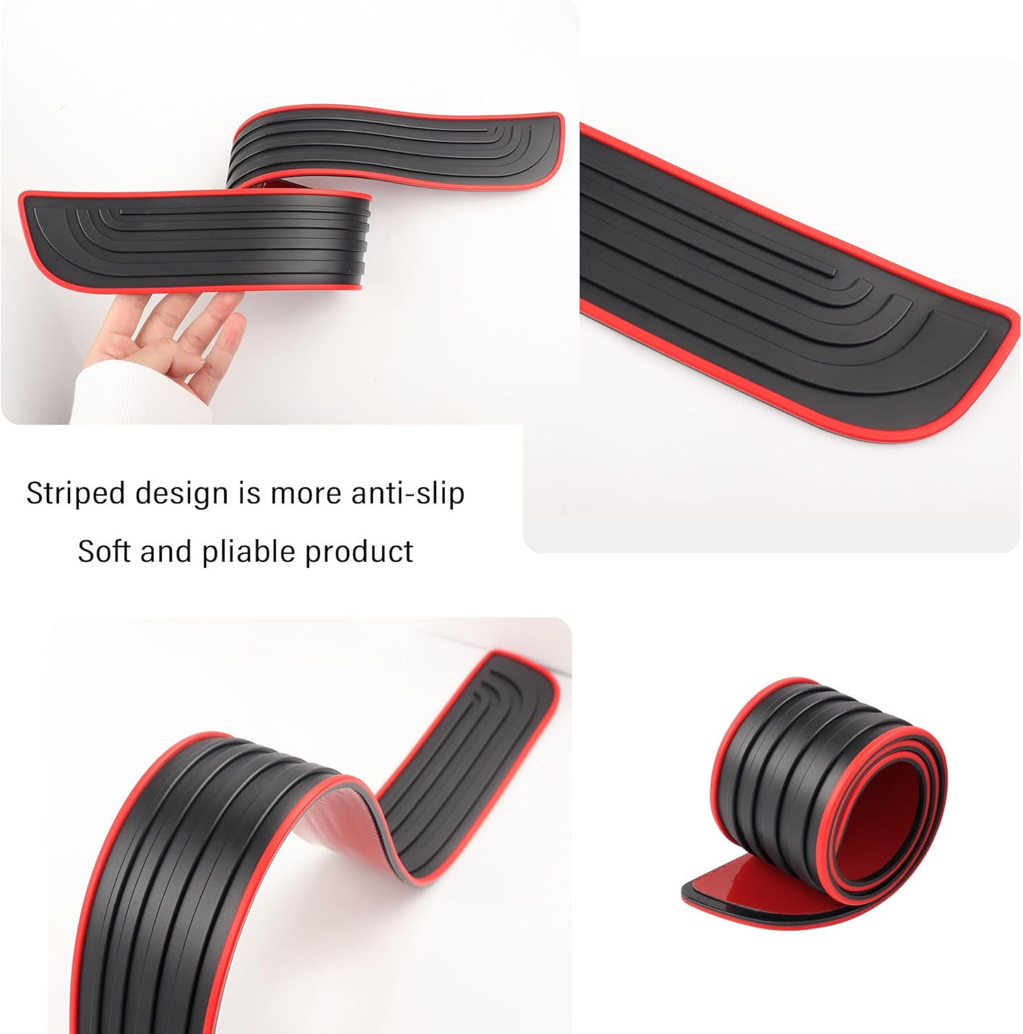 4PCS Car Door Sill Protector,Anti-Scratch & Waterproof Car Door Sills Scratch Protection,Universal Car Exterior Accessories Automotive Door Entry Guard for Car,Truck,Suv (Black Red, Width 1.96") image number 5