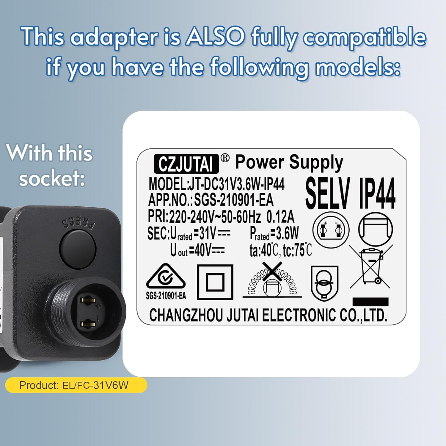 Premieradapter Power Supply for CZJUTAI JT-EL/FC31V6W /3.6W-00 Christmas Lighting 29V 30V [C560] image number 5