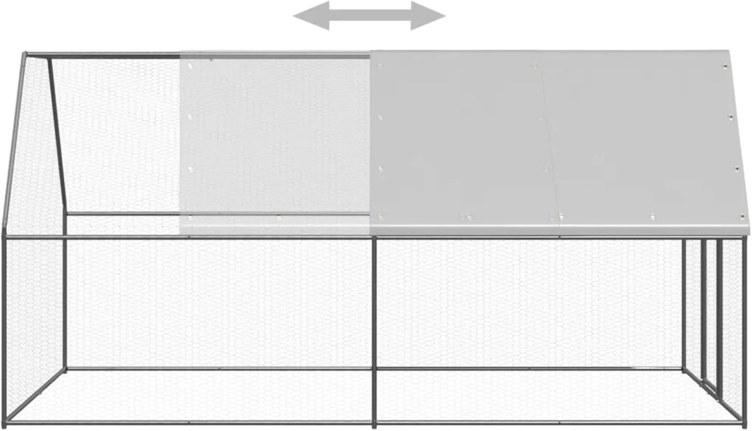 Chicken Coop Large Rabbit Hutch Pet Cage, 2X4X2M, Walk in Poultry House Coops Hen Run Ferret Habitat Farm Enclosure, Galvanised Steel with Roof Cloth