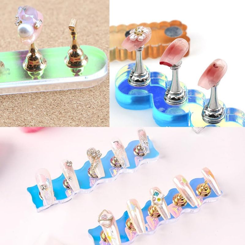 2 Sets Nail Stand for Painting & Press-On Nails,Includes 96 Pcs Reusable Sticky Putty, Magnetic Nail Art Holder for Home & Salon, Durable Nail Display Stand for Hand Practice (Round) image number 3