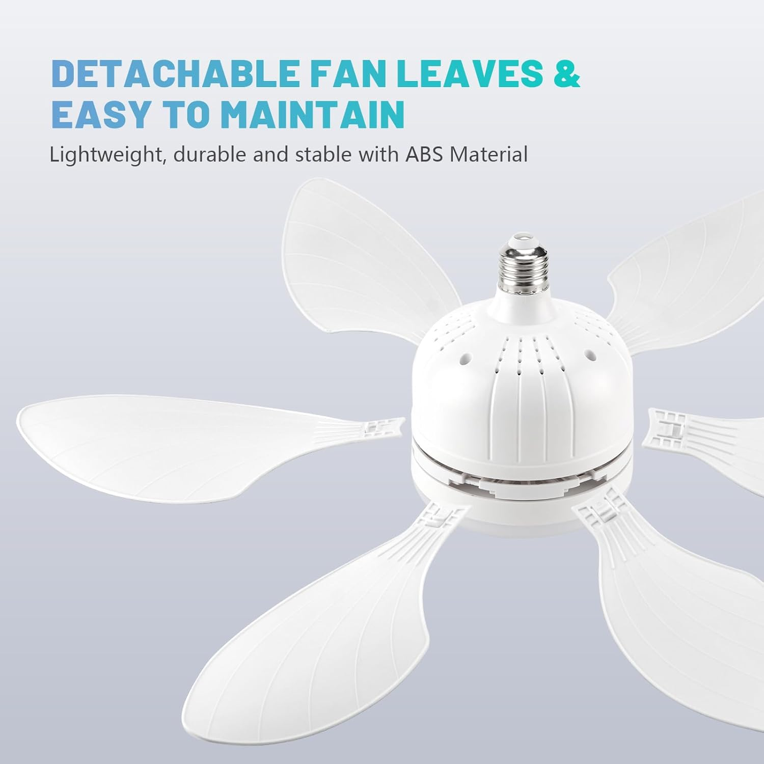 Socket Fan Light -20.5"/52Cm Ceiling Fan with Light and Remote, E27 Plug in Fan Light Bulb for Bedroom, Kitchen, Living Room, Bathroom, Workshop-3 Color Temperatures, 3 Fan Speeds,2000 Lumens,40W image number 5