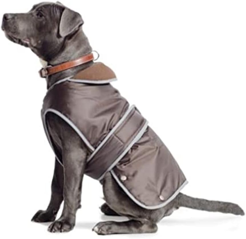 Ancol Muddy Paws All Weather Stormguard Dog Puppy Coat Black - Waterproof Pet Jacket with Fleece Lining and Chest Protector - Elasticated Neck and Leg Straps - 40 Cm Length up to 65 Cm Girth - Medium
