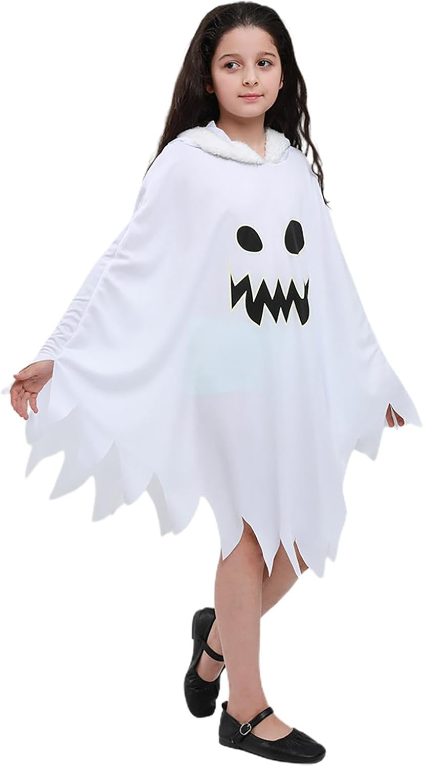 Ghost Halloween Costumes - Ghostface Costume Cloak - Fancy Dress Scary Cloak - Halloween Fancy Dress Costume | for Boys Girls Toddler Aged 3-12 Years Old Trick or Treating image number 5