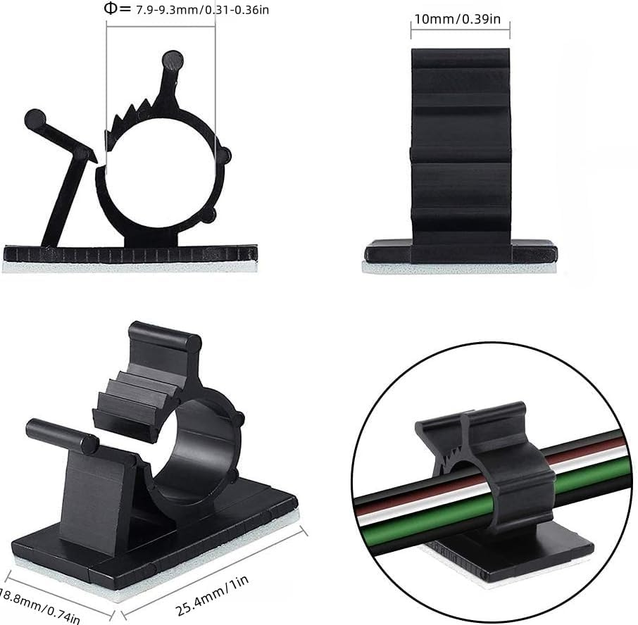 Clearhill 50 Pcs 4-Section Adjustable Self-Adhesive Nylon Cable Clips &ndash; White Wire Holders for Maximum Diameter 0.36 Inch (9.3Mm) &ndash; Cord Management for Home, Office, Car &ndash; Durable & Easy Installation image number 2