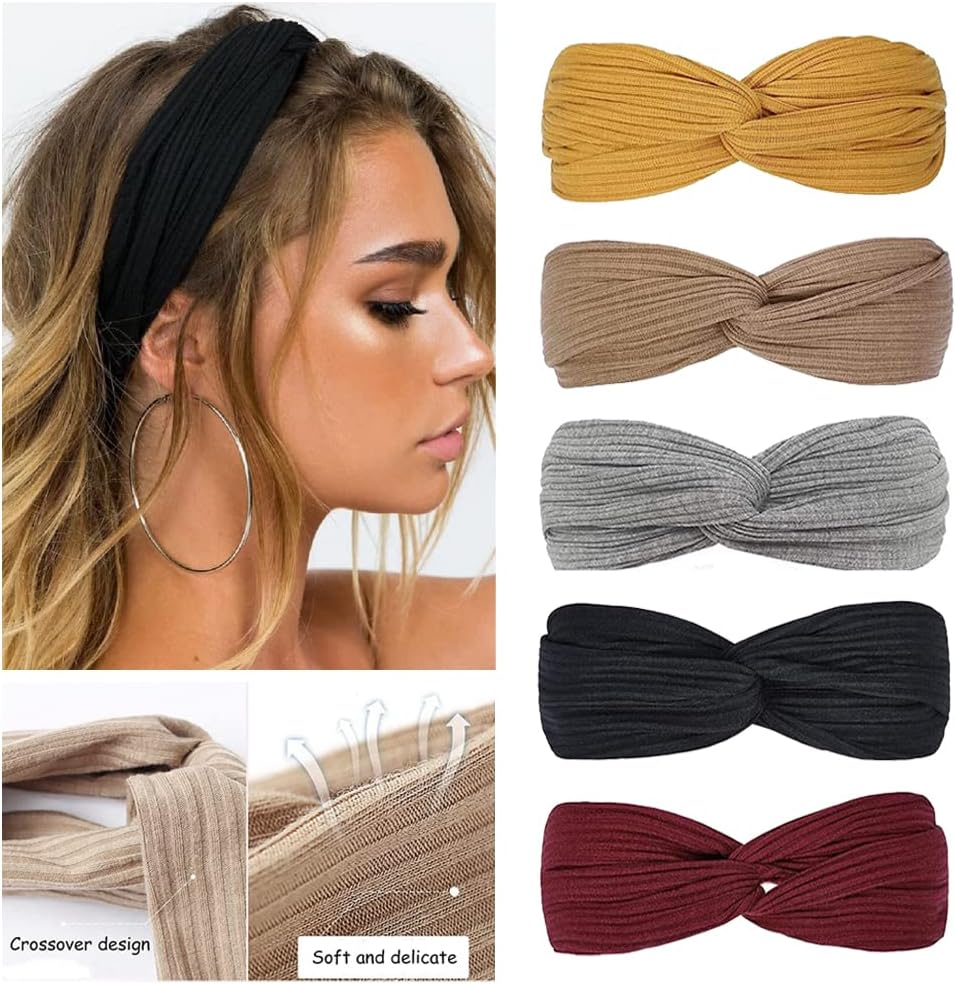 Fashion Women Girls Knotted Headband Twist Knot Head Wrap Elastic Hair Band AU (Khaki) image number 1