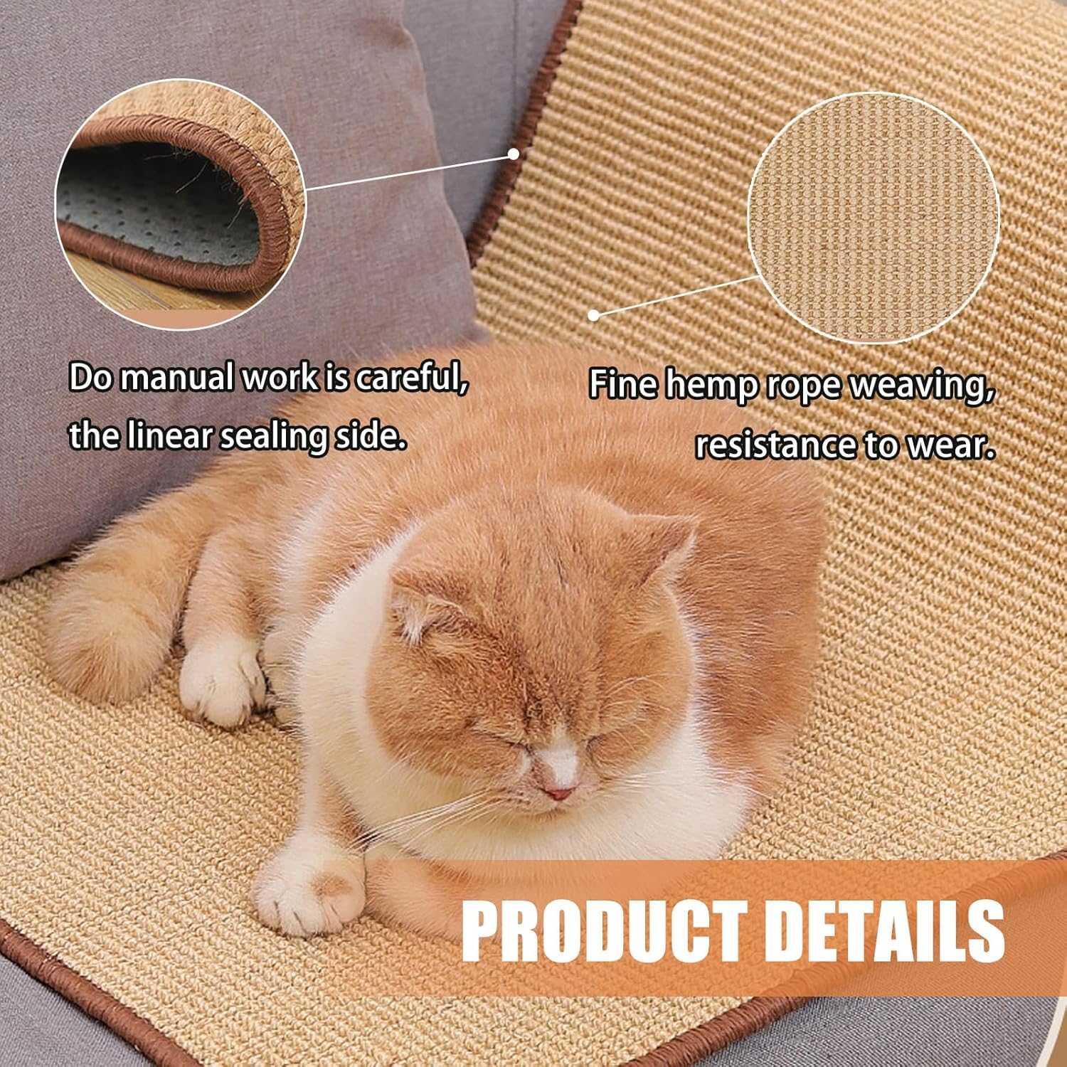 Pack of 2 Cat Scratching Mat, Scratching Mat for Cats, Cat Scratching Mat, Sisal Cat, Natural Sisal Scratching Mat, Sisal Rug, Cat Scratching Board, Wall for Cats, Protects Carpets, Sofas (60 X 40 Cm) image number 4