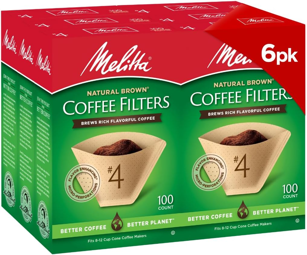 Melitta #4 Cone Coffee Filters, Natural Brown, 100 Count (Pack of 6) 600 Total Filters image number 2