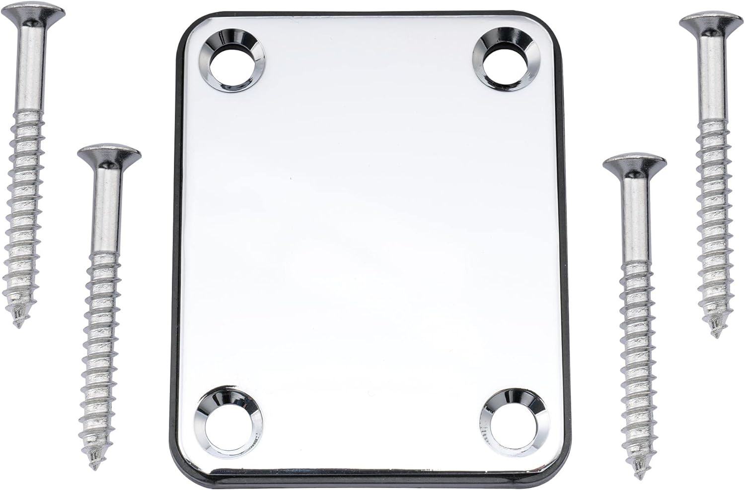 Musiclily Metal Neck Plate with Screws for Fender Strat Tele Style Electric Guitar or Bass,Black