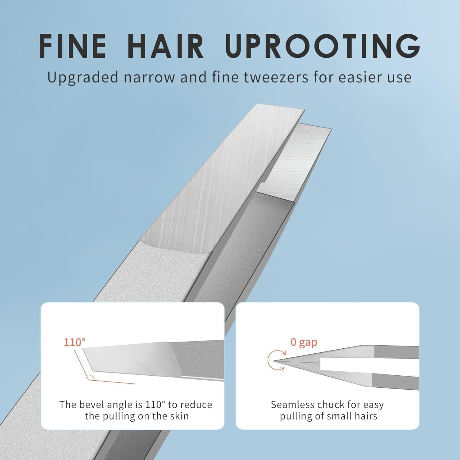 Lexziuo 2PCS Precision Tweezers Set - Professional Slant & Pointed Tweezers for Eyebrows, Facial Hair Removal, Splinter and Ingrown Hair - Stainless Steel Beauty Tools for Women & Men