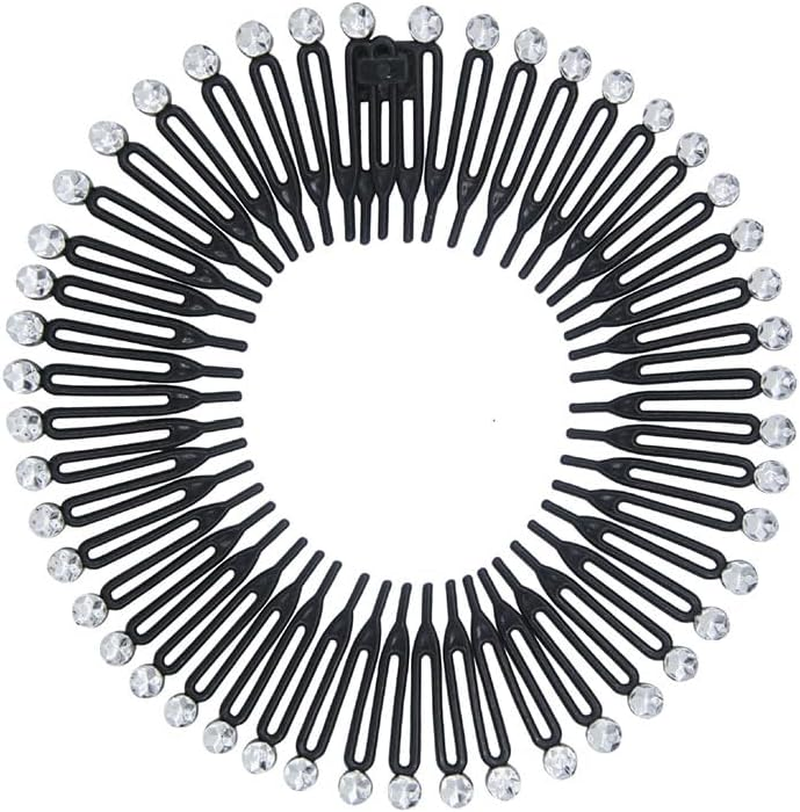 Full Circular Rhinestones Stretch Comb Flexible Circle Combs Hairband Holder Head Band Party Hairdressing Headwear Rose Red