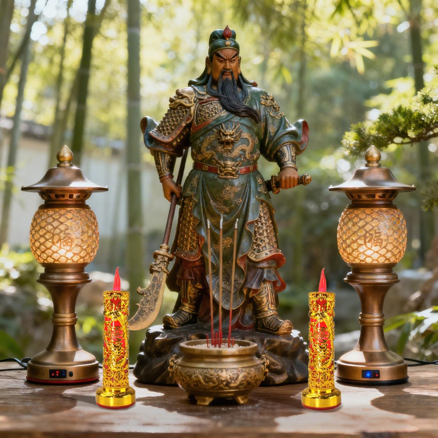 BOROLA 2Pcs Chinese Buddhist Flameless LED Candle Lamp - Traditional Red Lantern Design, Retro Light for Meditation, Altar & Feng Shui D&eacute;cor image number 3