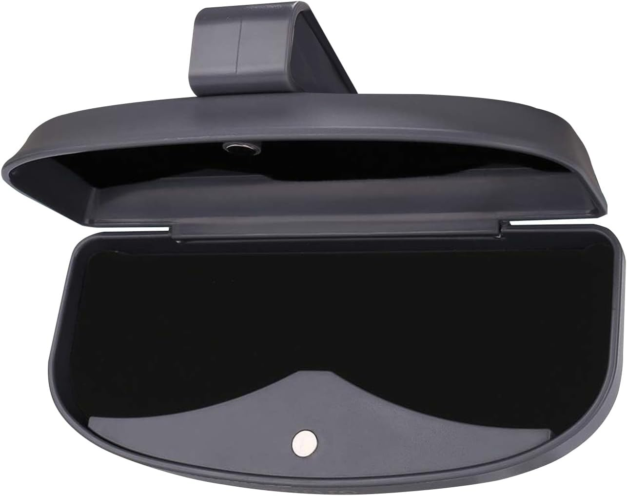 MOSISO Car Visor Sunglasses Case, Universal Automotive ABS Eyeglasses Holder Protective Box Clip Eyewear Hard Shell Storage Organizer with Magnetic Closure and Double Card Clamp, Space Gray image number 2