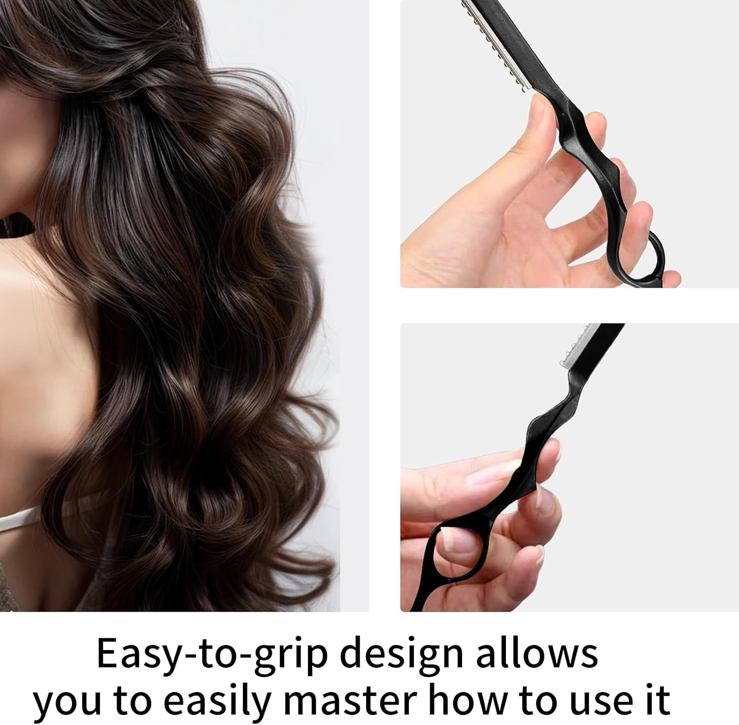 Hair Scissors, Thinning Scissors Hairdressing Hair Razor for Cutting Hair Hair Thinning Scissors Split End Trimmer Beard Scissors Hair Scissors for Women (Black) image number 6