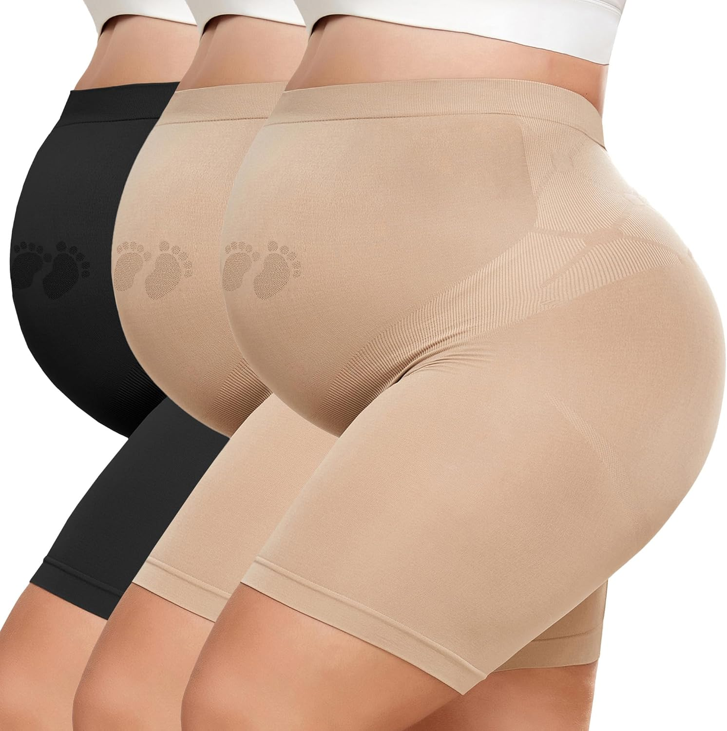 Maternity Shapewear for under Dresses over Belly Pregnancy Underwear Mid-Thigh High Waist Shorts Panties for Baby Shower image number 5