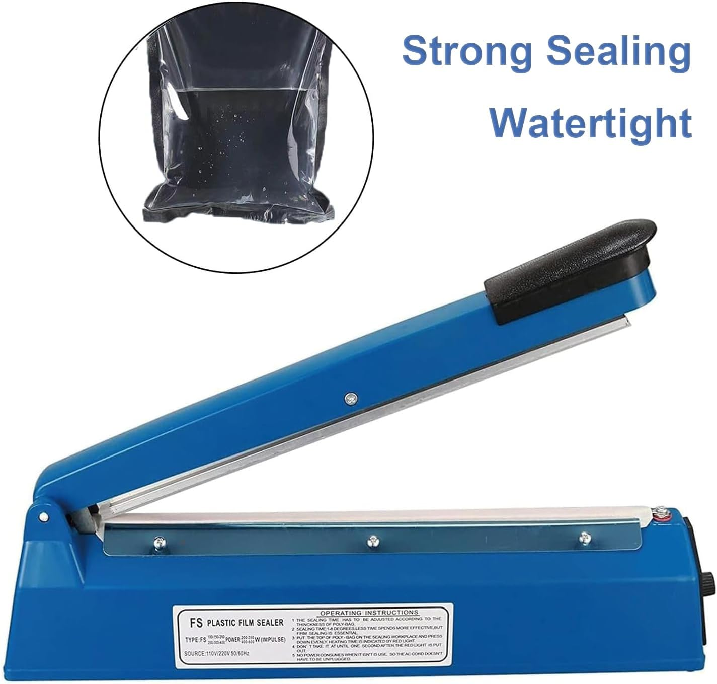 Impulse Heat Sealer Manual Bag Heat Impulse Sealing Machine for Plastic Bags PE PP Bags with Extra Replace Element Grip (Sealing Length 12 Inch) image number 6