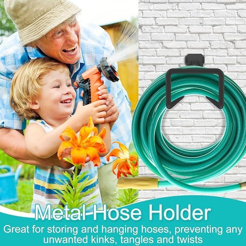 2Pack Heavy Duty Metal Garden Hose Holder Wall Mount - Durable Water Hose Reel with Hooks for Garage, Outdoor Use - Holds up to 150Ft image number 2