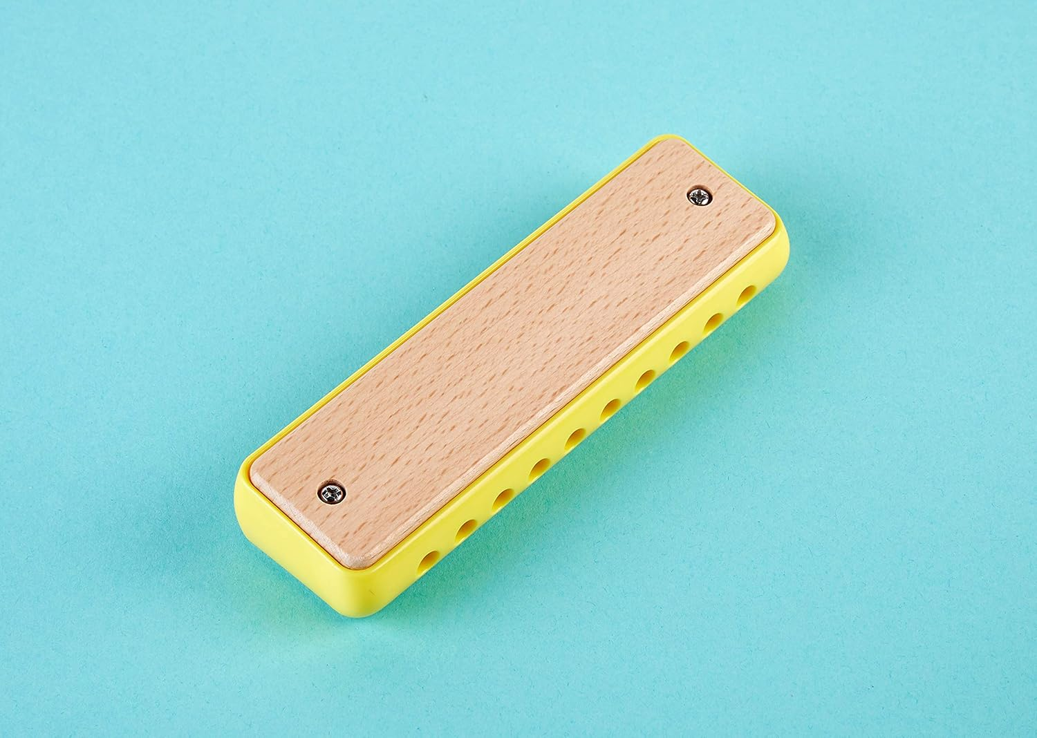 Hape Blues Harmonica | 10 Hole Wooden Musical Instrument Toy for Kids, Yellow (E8919) - Green image number 4