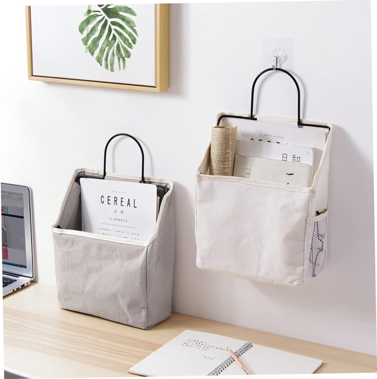 Large Hanging Fabric Bag for Garment Storage Door Storage Hanging Bag Wall-Mounted Organizing Pockets image number 5