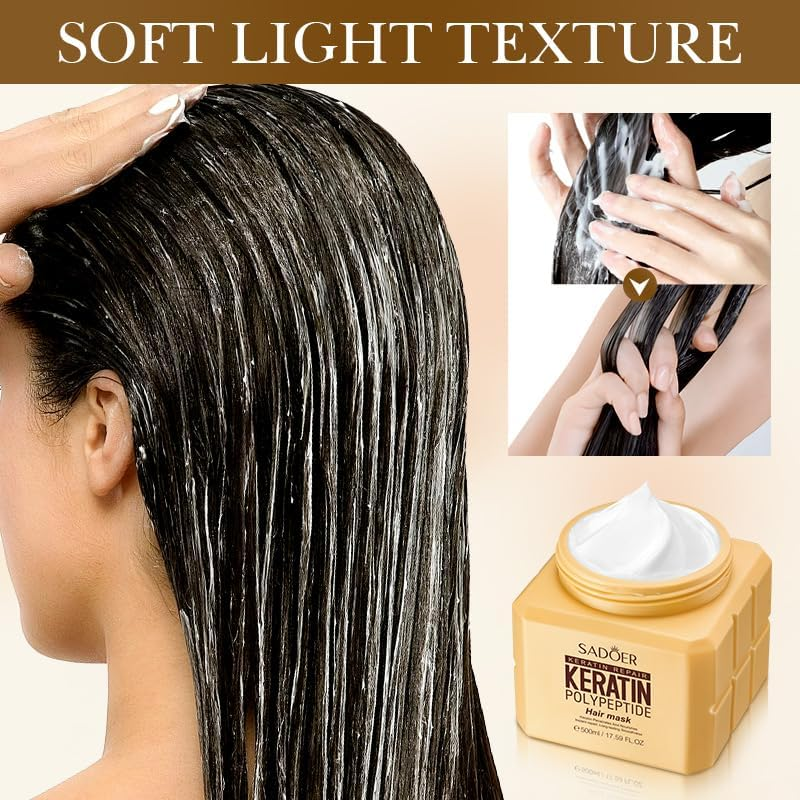 Keratin Polypeptide Hair Mask, 500Ml, for Repairing Damaged Hair image number 5