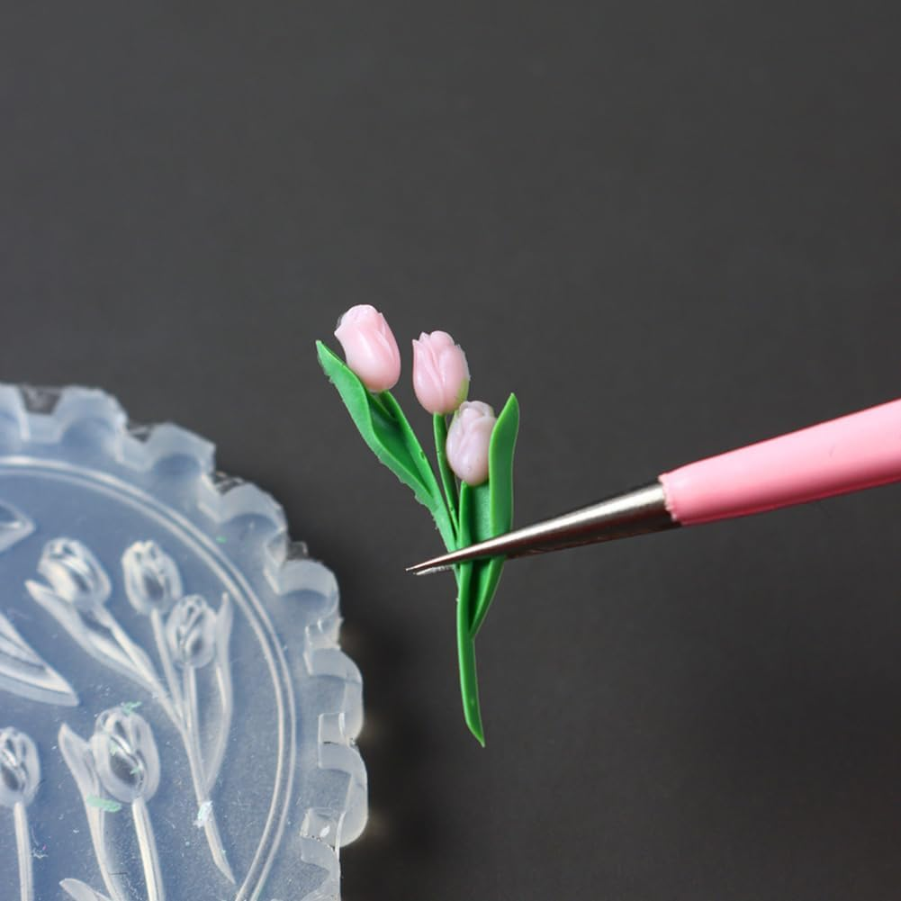 LIFOOST Tulip Flowers Silicone Molds 3D Gel Manicure Carving Mould Floral Nail Stencils Spring Summer Flowers Carved Nail Tools image number 3