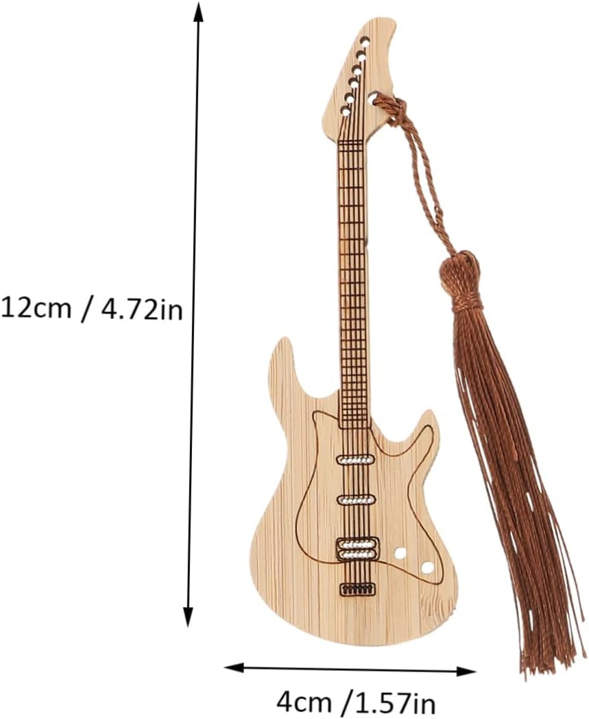 Tofficu 2Sets Bamboo Book Marks Creative Tassels Students Present Guitar Shapebookmark 4Pcs*2 image number 6