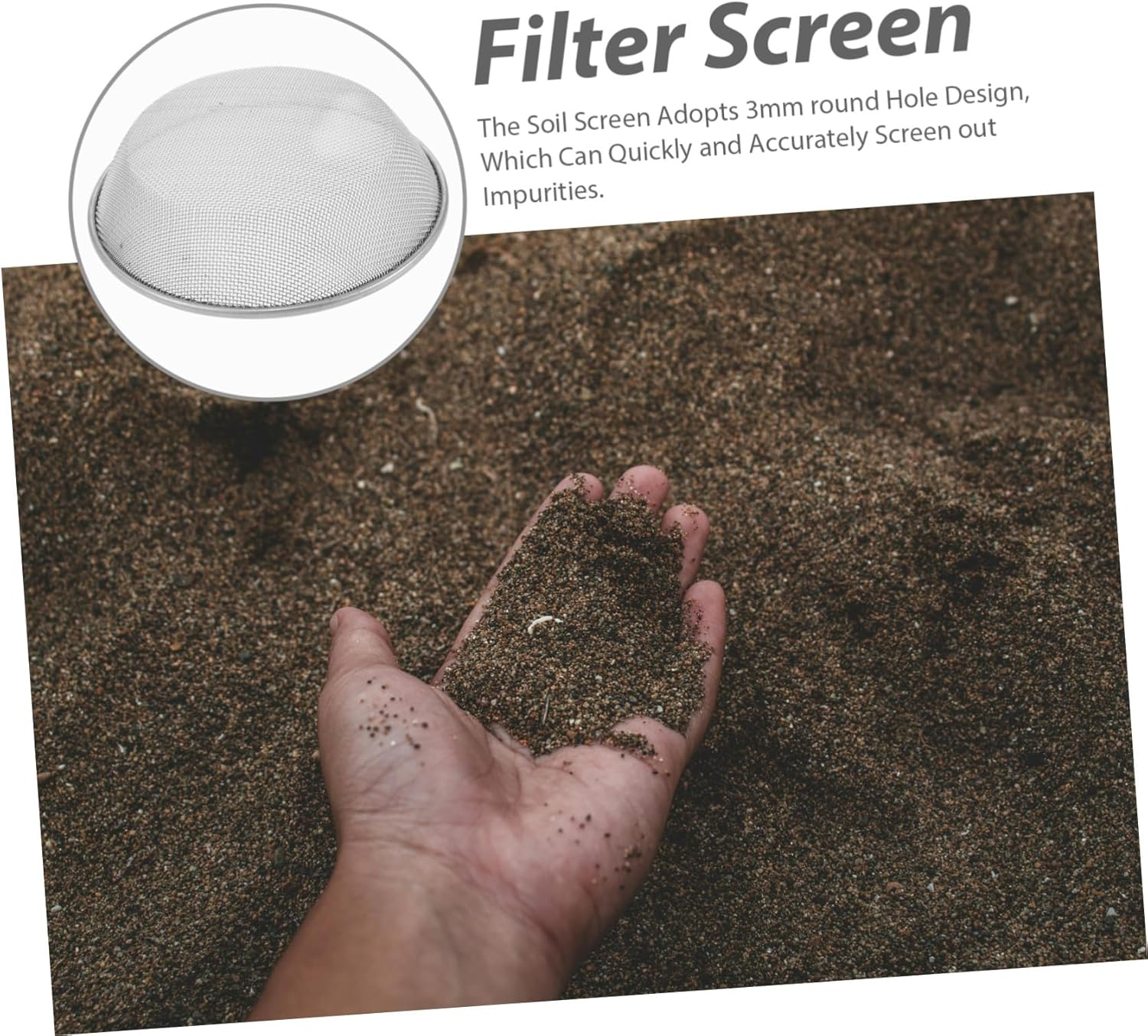 SUPVOX Sandstone Sieve Tool for Gardening Fine Mesh Sieve for Soil Strainer Sifting Pan Construction for Beach Sifting Compost Separation image number 2