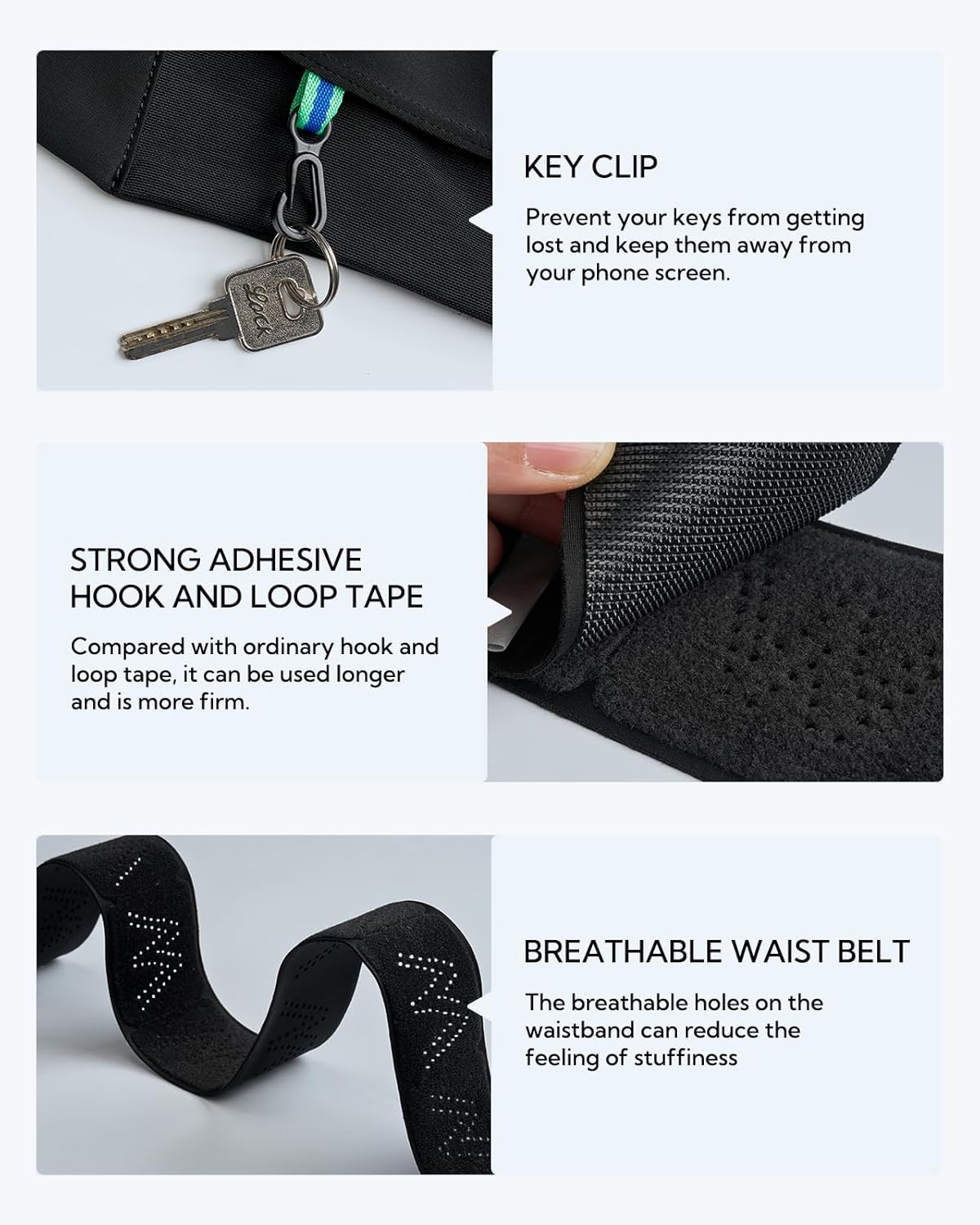 WATERFLY Running Belt Fanny Pack: Slim Waist Bag for Men Women, Workout Fitness Phone Holder for Exercise Marathon Jogging - Black